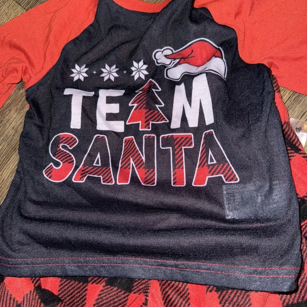 Pajamas Santa Christmas Red Plaid 2 pc Top Pants Jammies for Families Kids sz 4